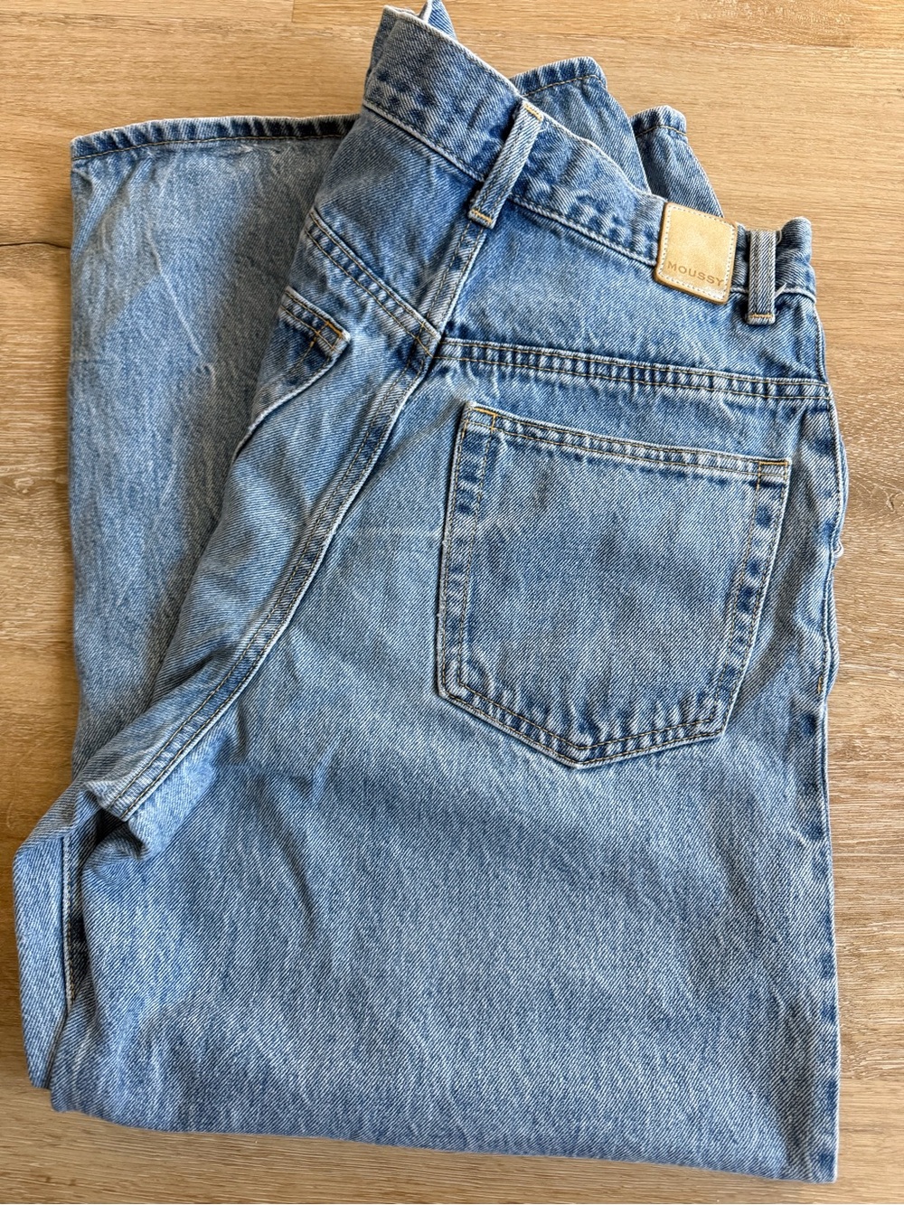 Moussy Light Blue Women Wide Denim Jeans
